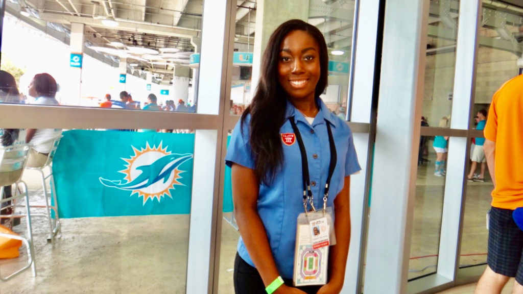 Young woman event staff at Miami Dolphins Stadium