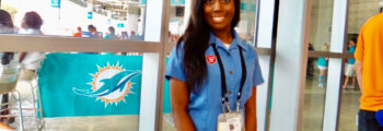Young woman event staff at Miami Dolphins Stadium